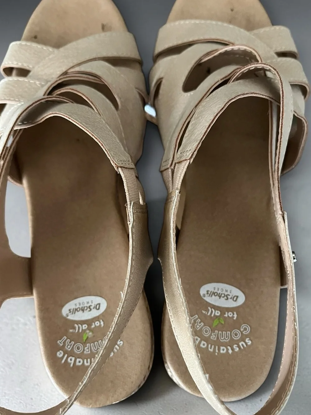 Dr. Scholl’s Everlasting Beige Espadrille Wedge Sandals Size 8